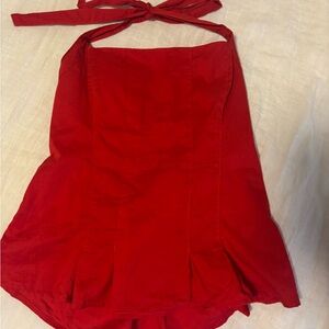 Hollister Red Smocked Halter Top